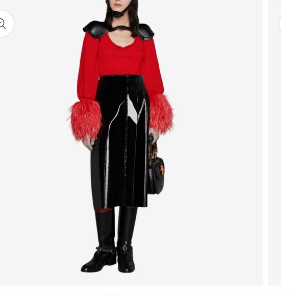 High Waisted Black Vinyl Midi Skirt black small - Picture 1 of 11